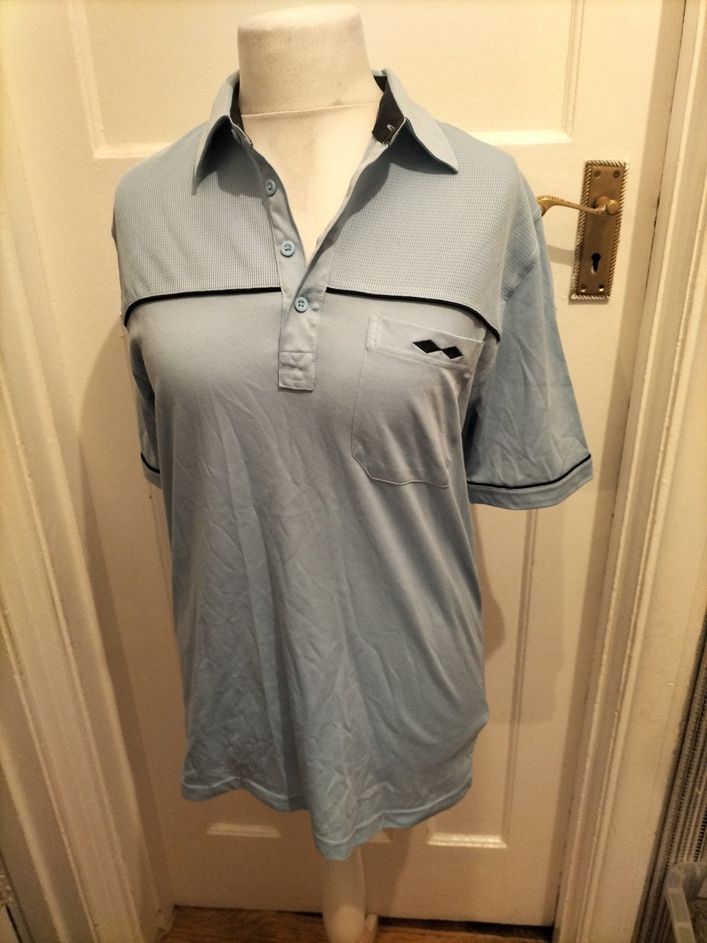 Mens Tom Hagan Size M Pale Blue Short Sleeved Polo