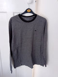 Mens Long Sleeved Top Size Med Black/grey Stripe