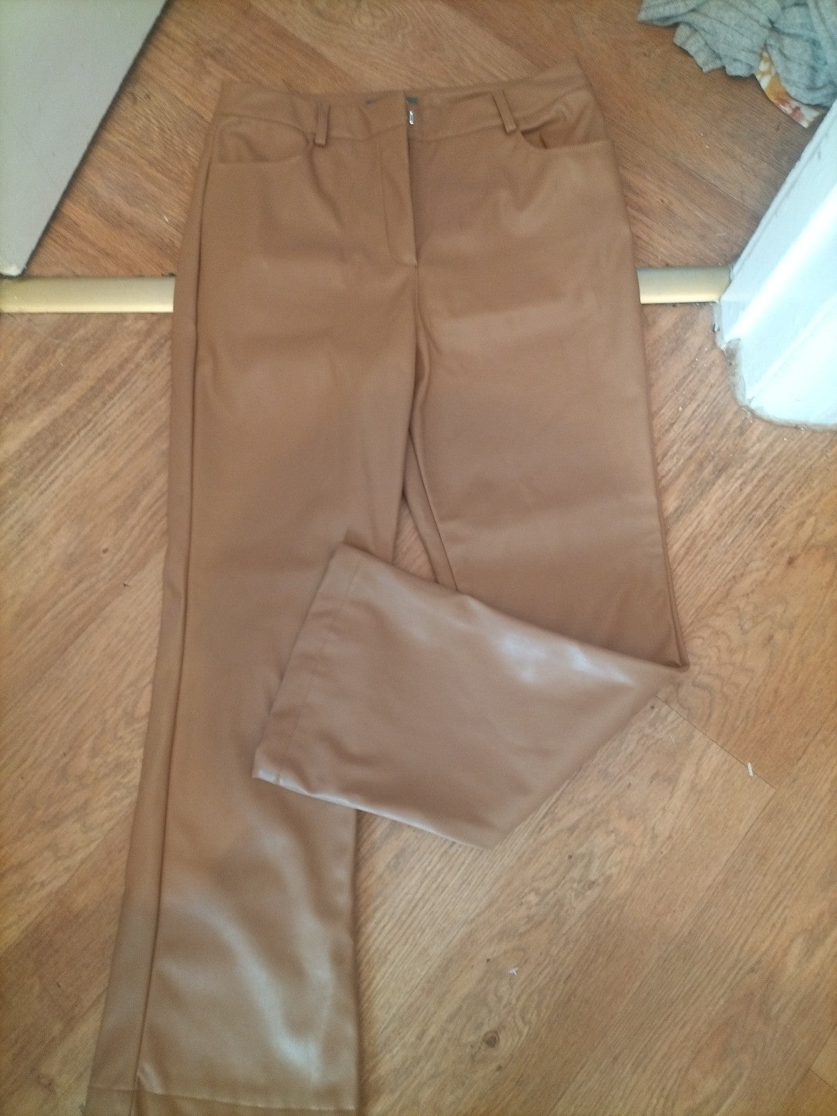 Ladies Primark Size 12 Brown Pleather Trousers