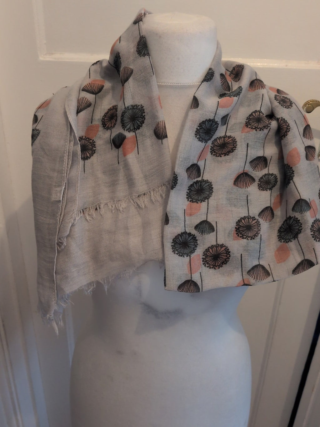Grey Floral Scarf