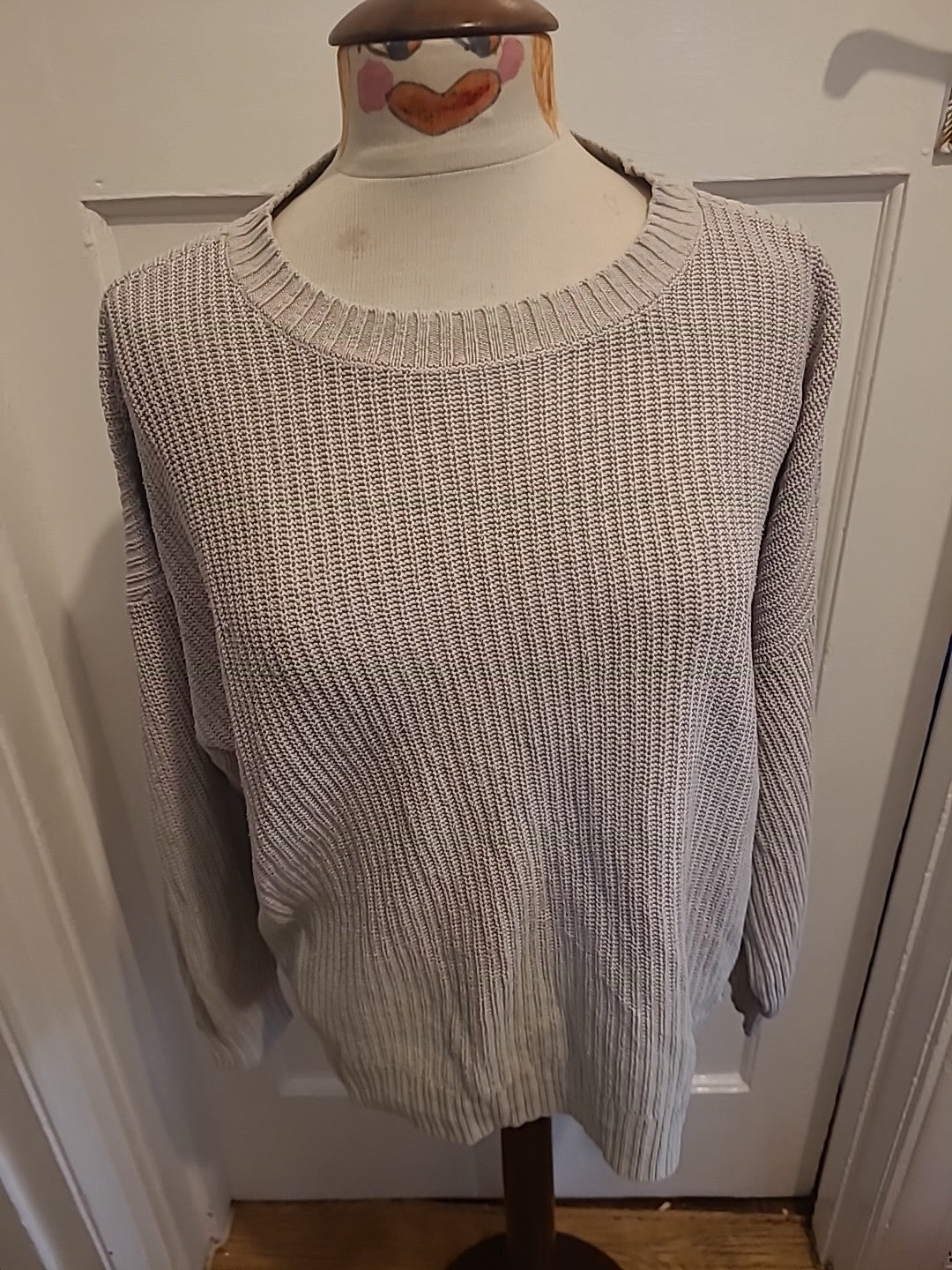 Ladies Size Large Stone Ribbed Pullover Jumper