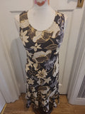 Ladies Hobbs Size 12 Beige/Dark Brown Vintage Sleeveless Dress