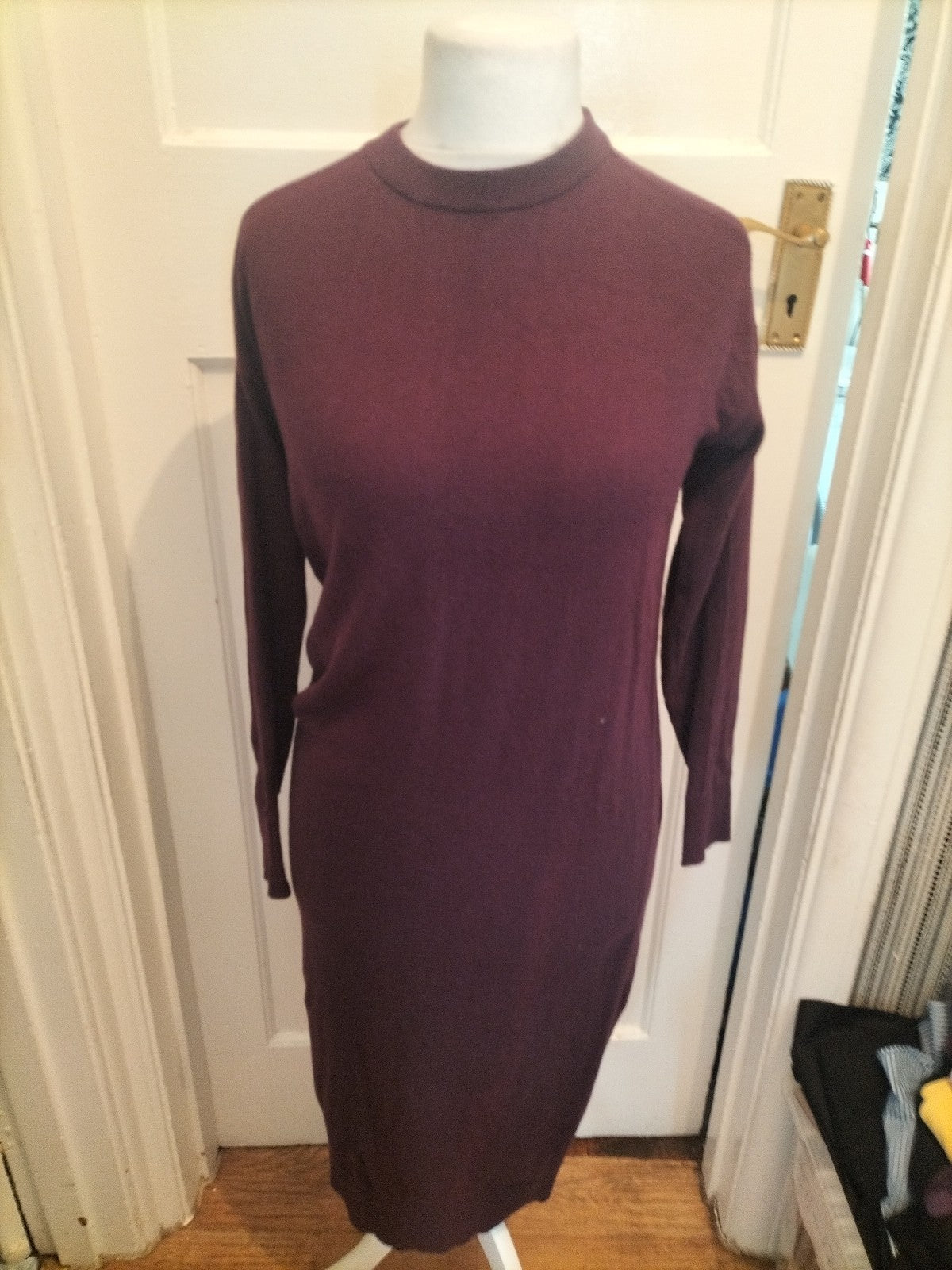 Ladies Size Medium Deep Purple Long Sleeved Jumper Dress