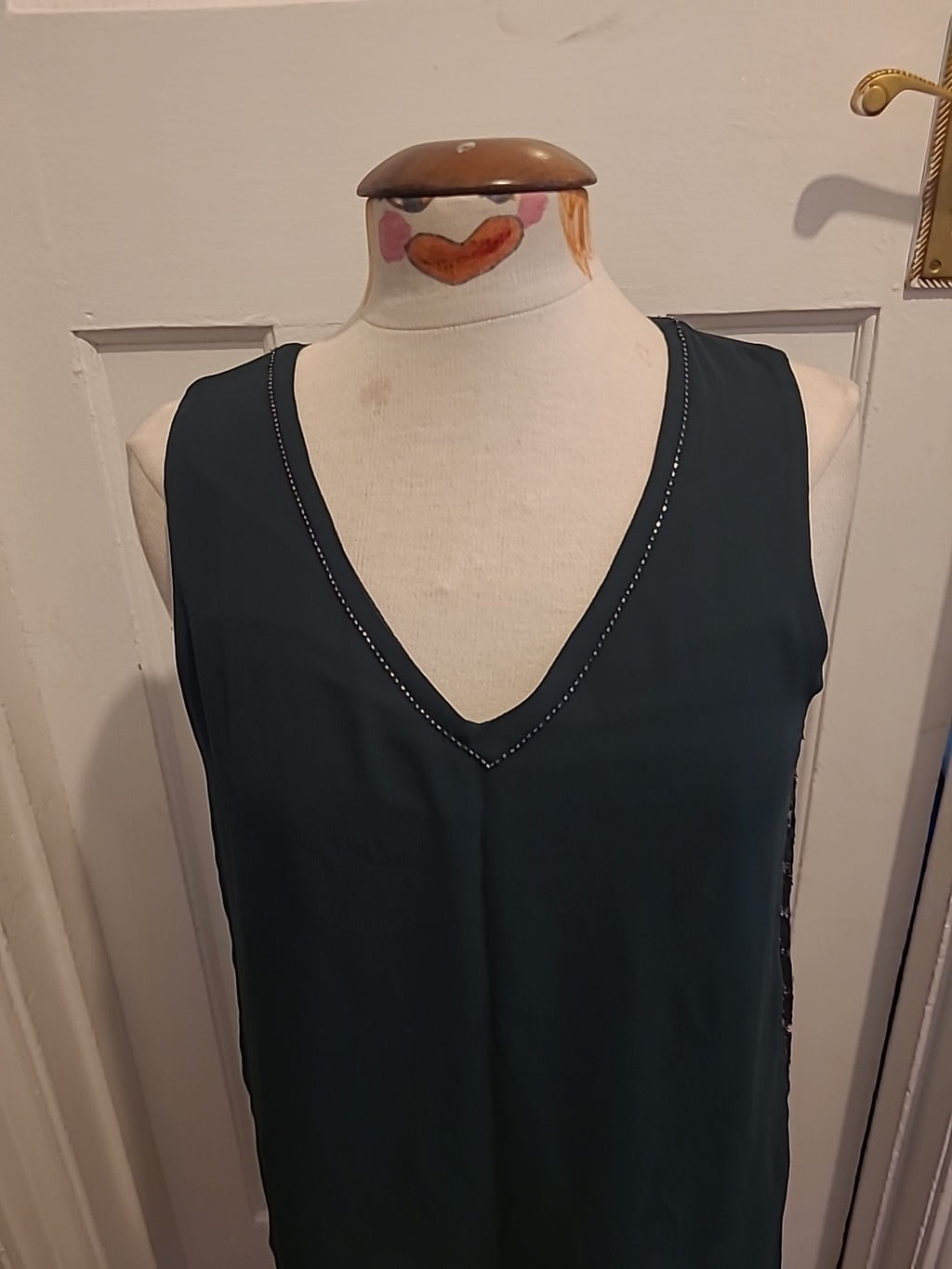 Ladies Next Size 12 Dark Green Lined Sleeveless Blouse