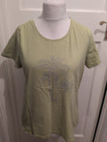 Ladies Bonmarche Size 18 Green With Silver Star Short Sleeve T-shirt