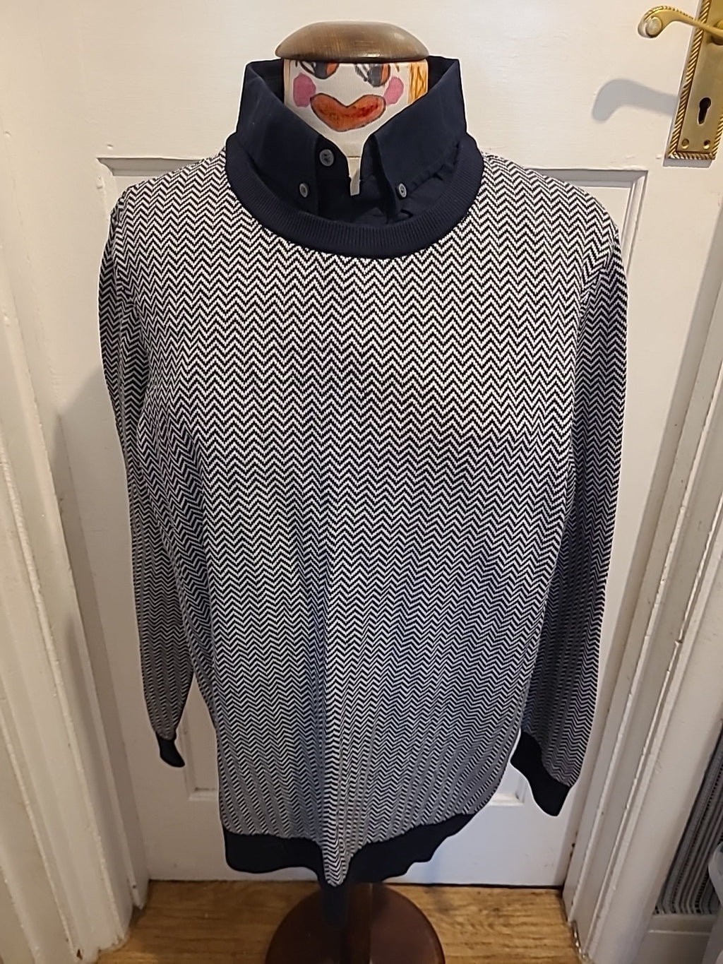 Mens Jumper Size XL George Navy/ White