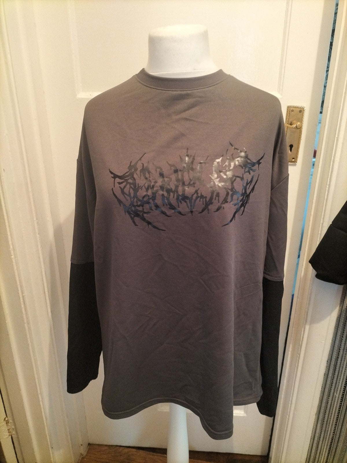 Mens Trend Size 2XL Brown And Black Long Sleeved Tshirt