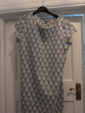 Next 12 White Silver And Navy Shimmer Short Sleeve Dress