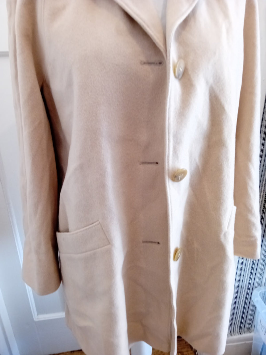 12 Pale Beige Wool&Cashmere Blend Lined Jacket