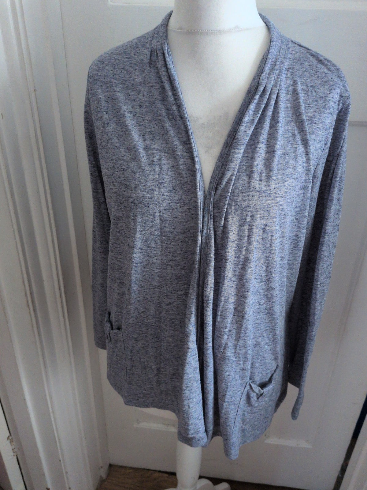 Marks And Spencer 20 Pale Navy Fleck Ultra Lightweight Open Blouse Long Sleeve
