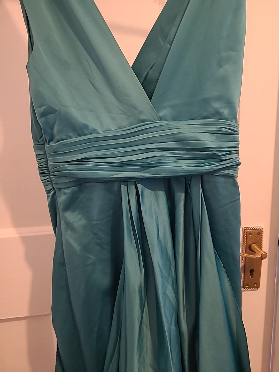 Ladies Traffic People Size Small Teal Ruffle Sleeveless Dress