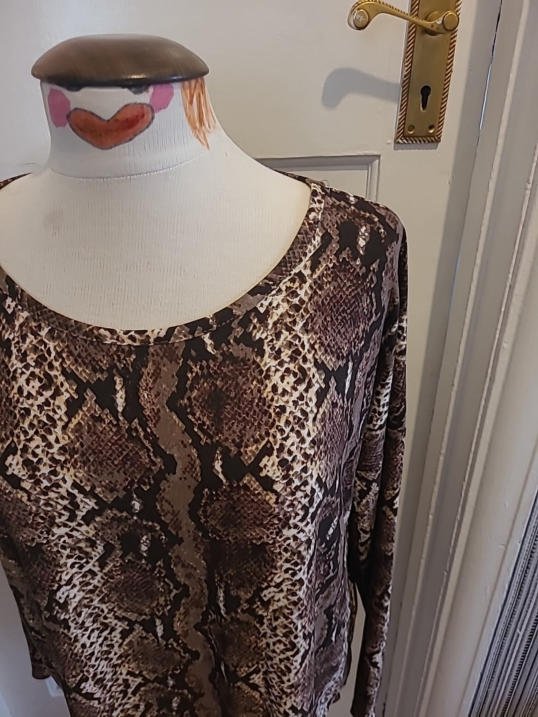 Ladies Beloved Medium Brown Beige Long Sleeved Tshirt