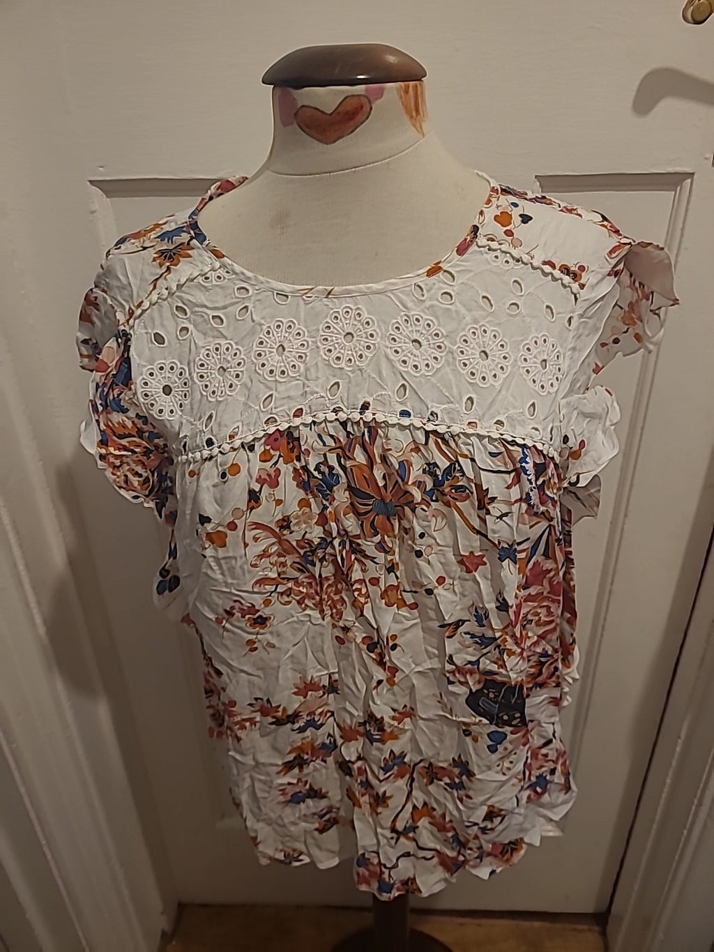 Ladies M&S Size 12 Multicoloured Floral Cap Sleeved Blouse