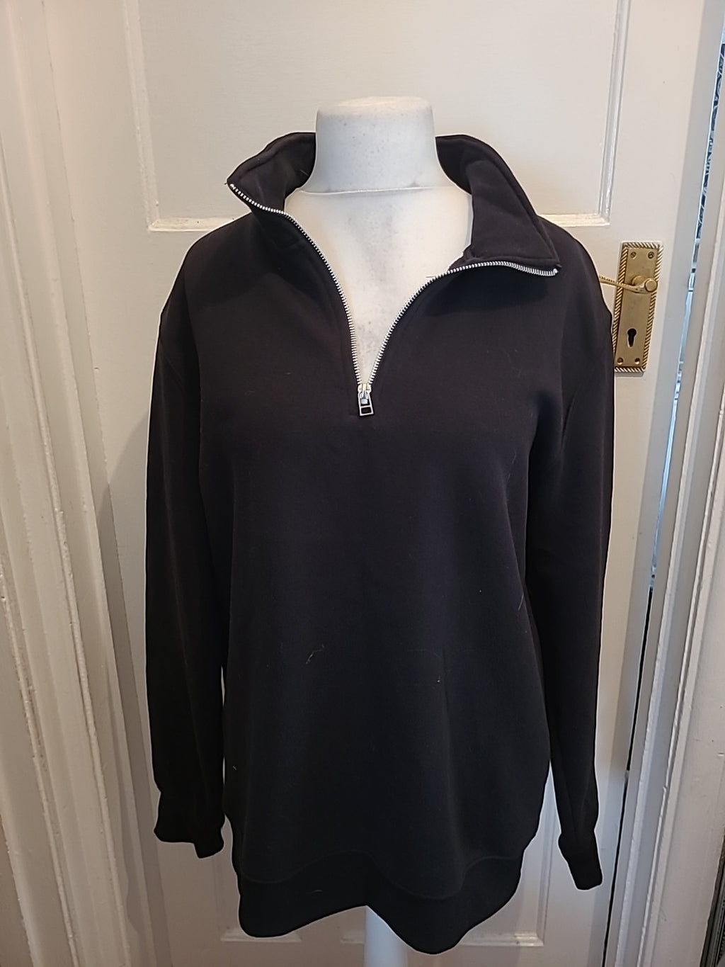 Mens Primark Size XL Black Collared Semi Zip Jumper