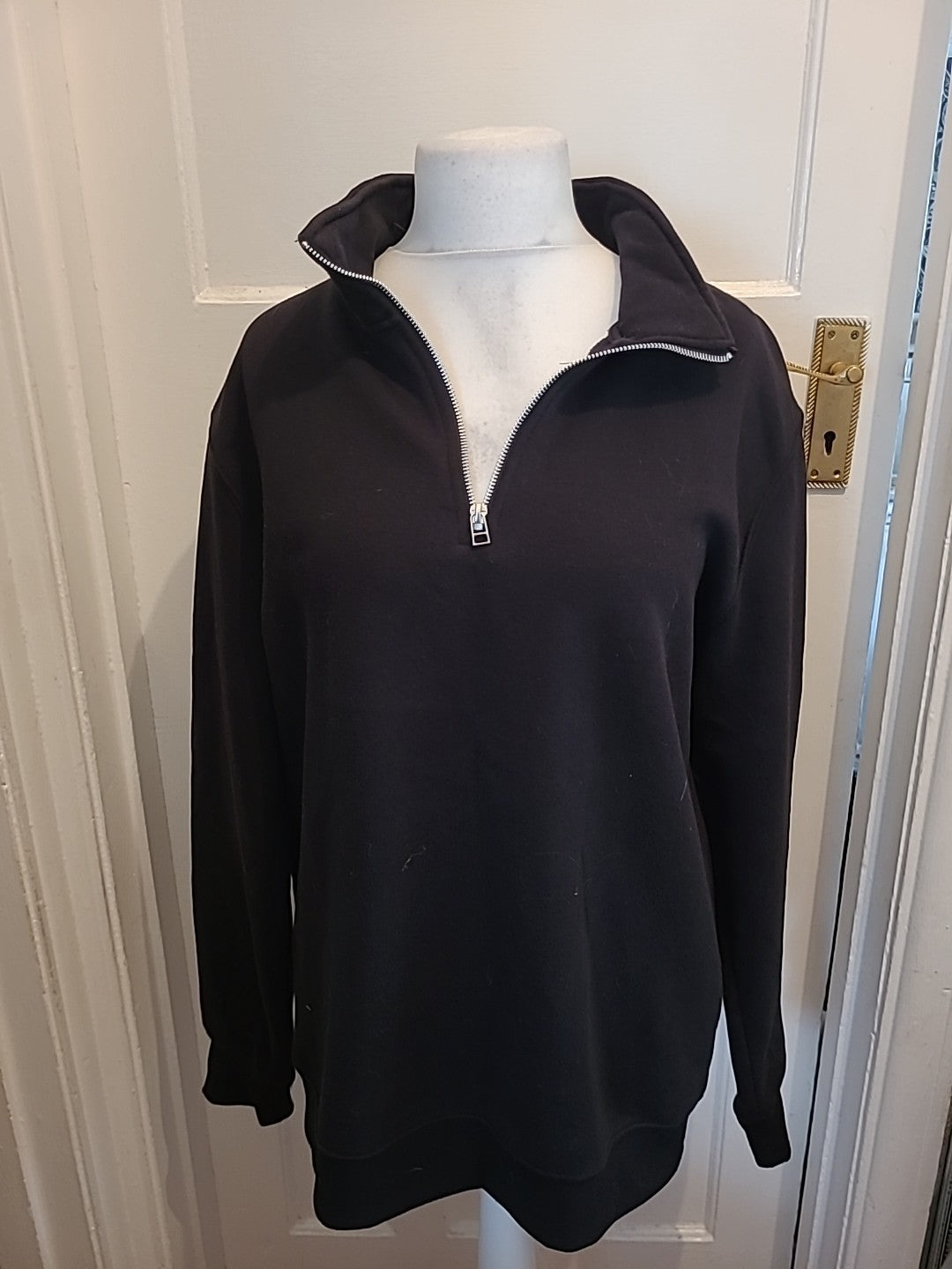 Mens Primark Size XL Black Collared Semi Zip Jumper