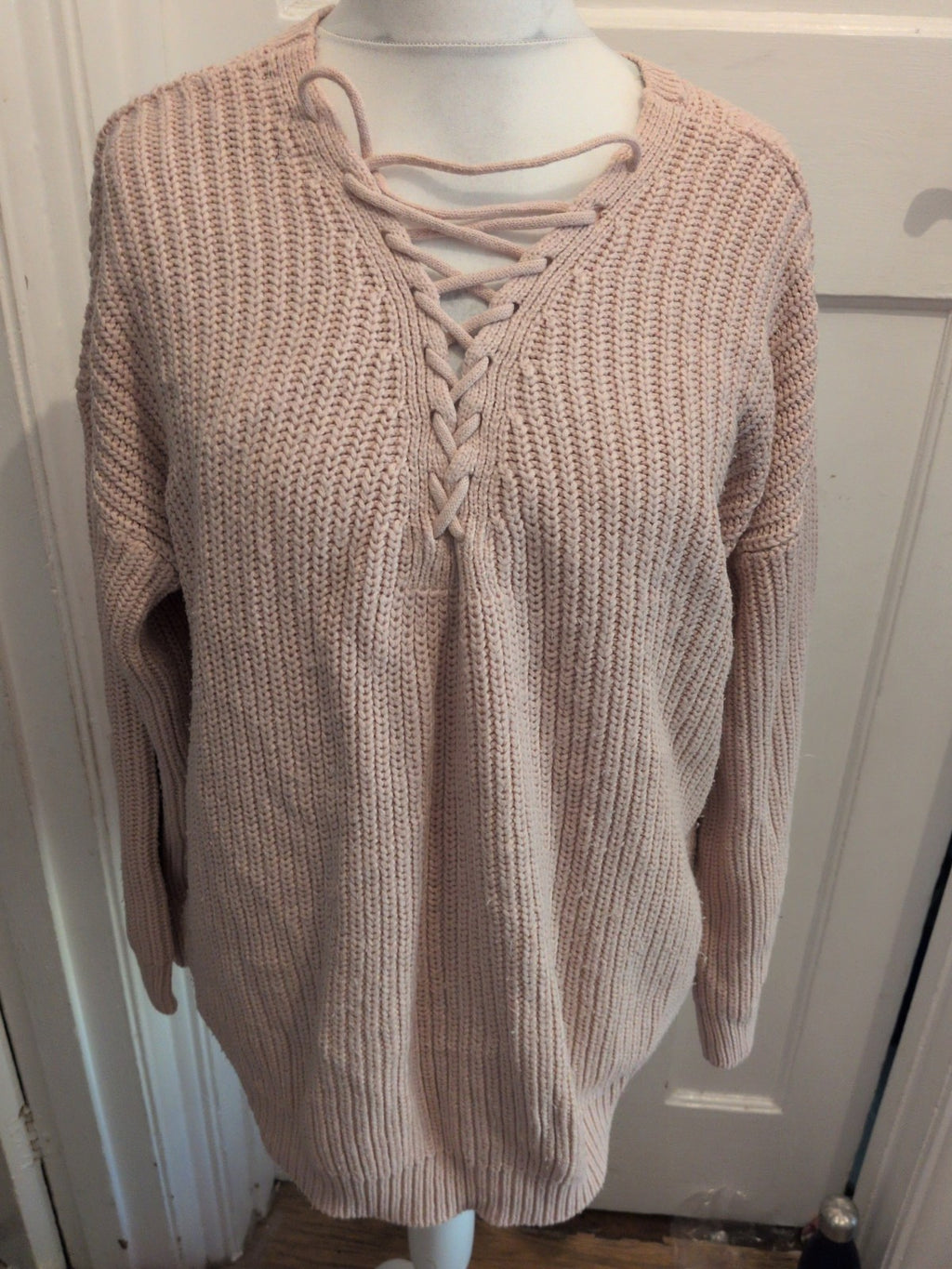 XL Pink Knit Long Sleeve Pullover Jumper