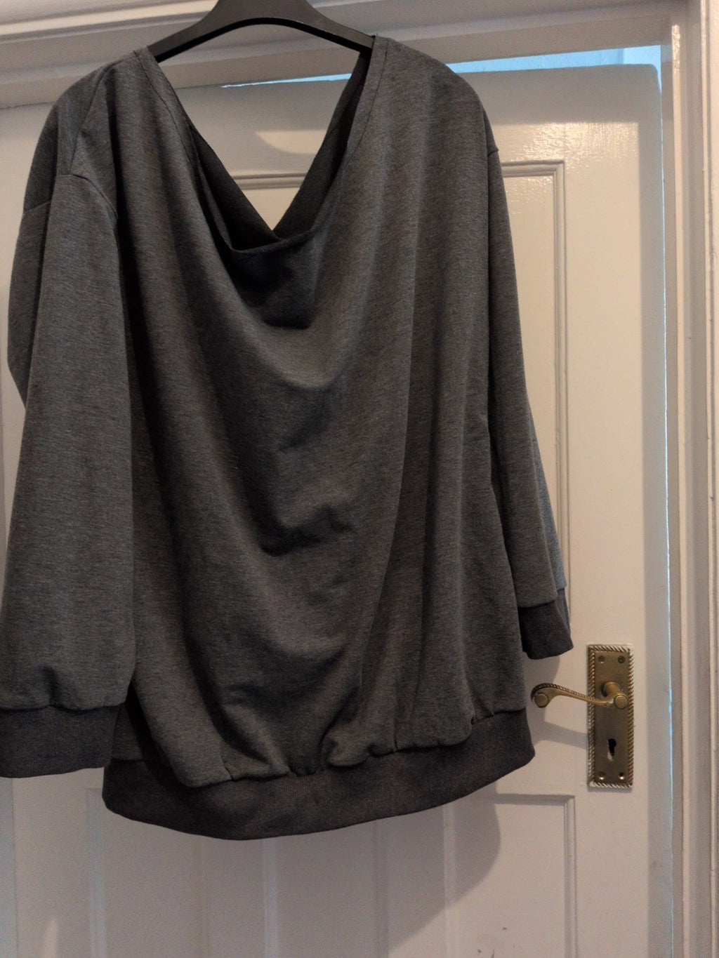 Large Grey Wide Neck Pullover Jumper