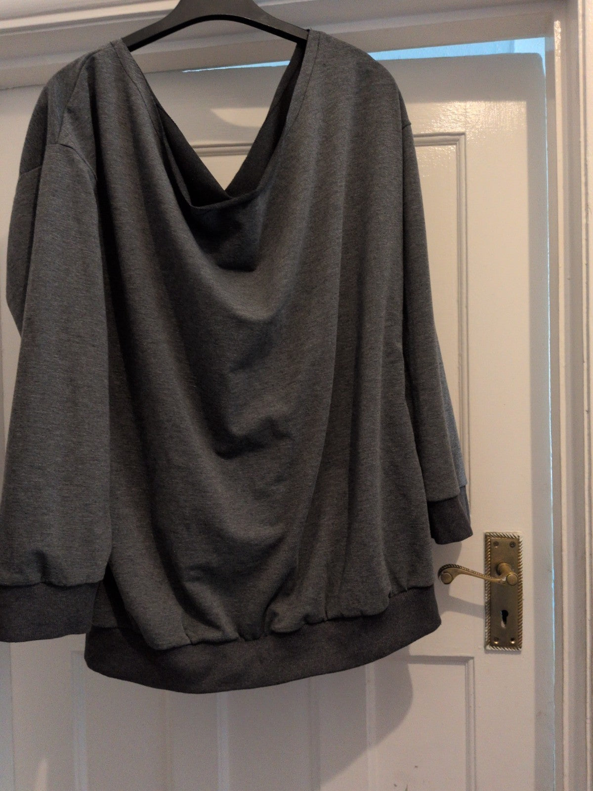 Large Grey Wide Neck Pullover Jumper