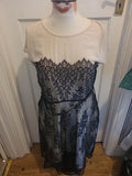 Ladies Marks And Spencer Size 14 Beige Mix Black Short Sleeved Midi Dress