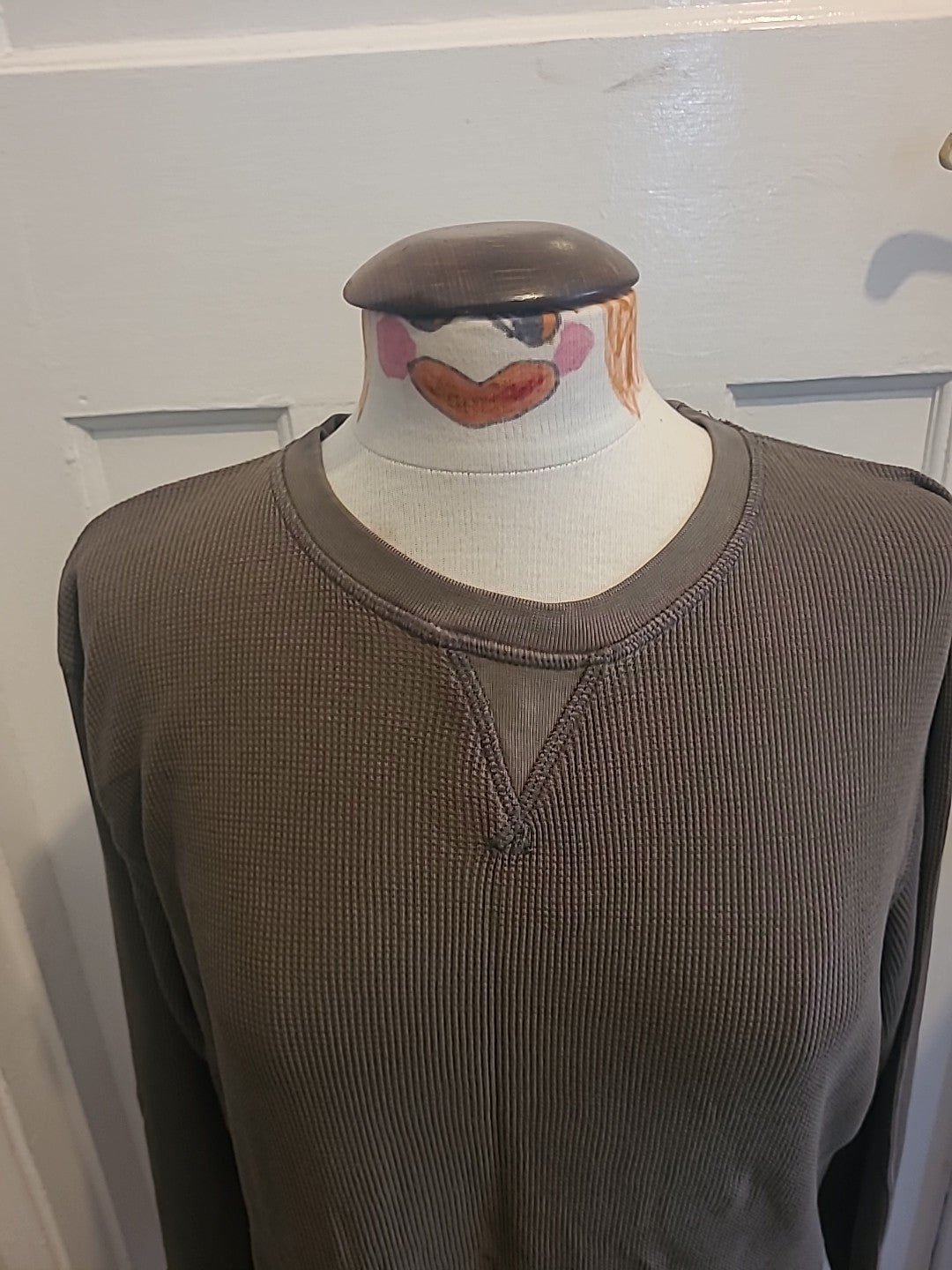 Mens Next Size Large Khaki Ribbed Long Sleeved Pullover Jumper