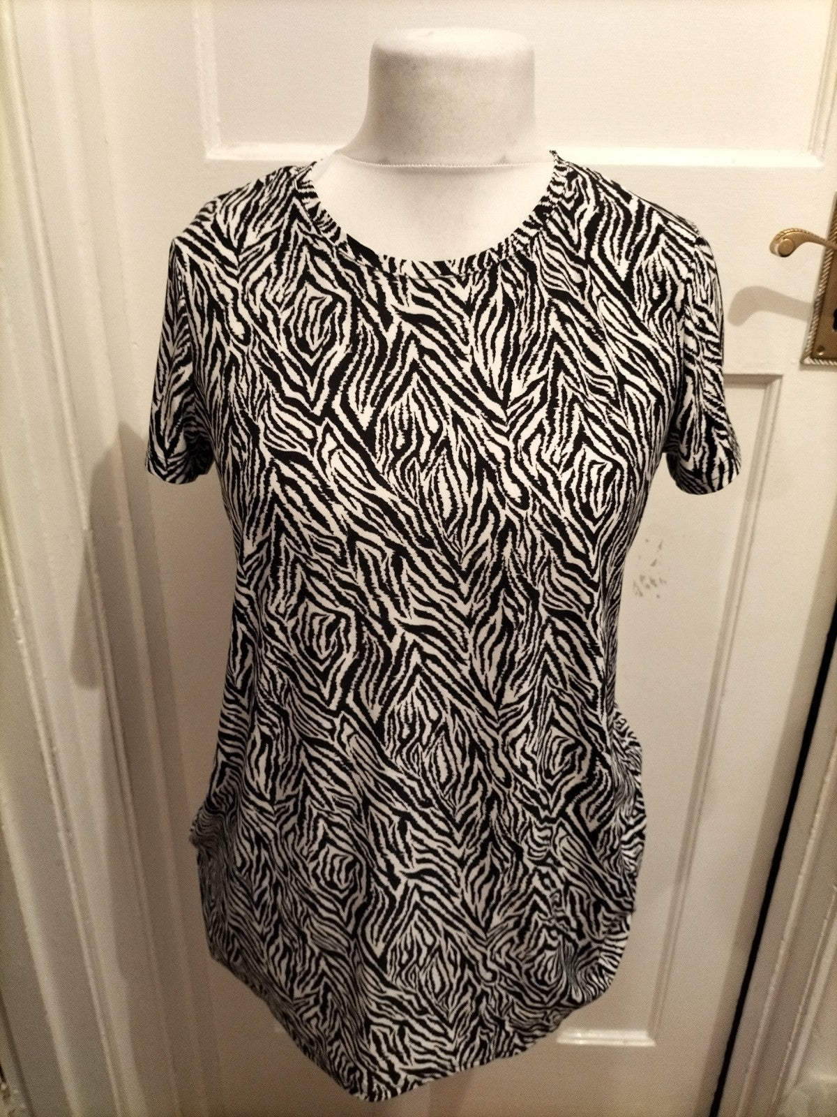 Beloved Medium Zebra Print Style Oversized Blouse Short Sleeve