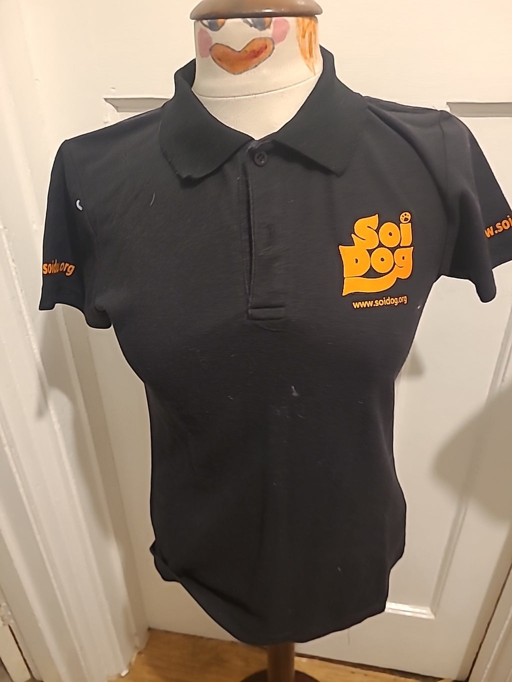 Ladies Soidog Size Large Black And Orange Short Sleeved Polo