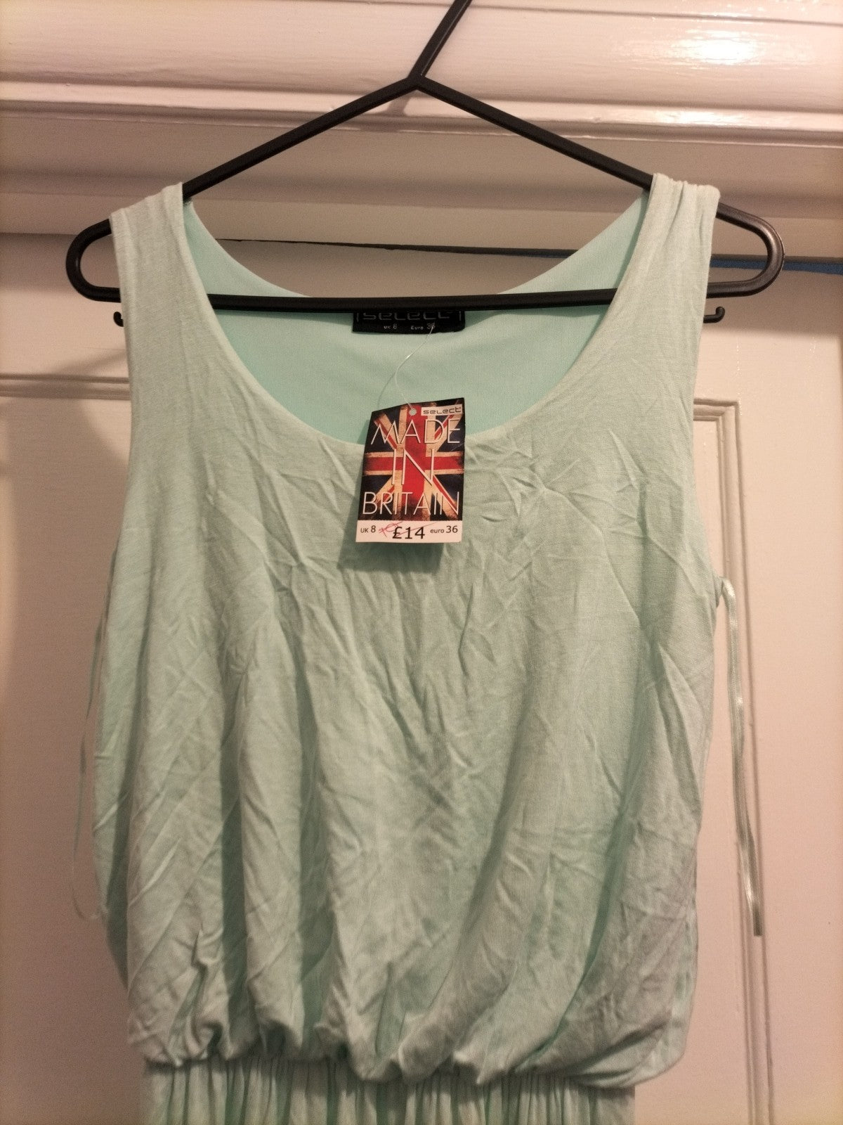 Brand New Ladies Select Size 8 Mint Green Plain Blouson Jersey Maxi Dress