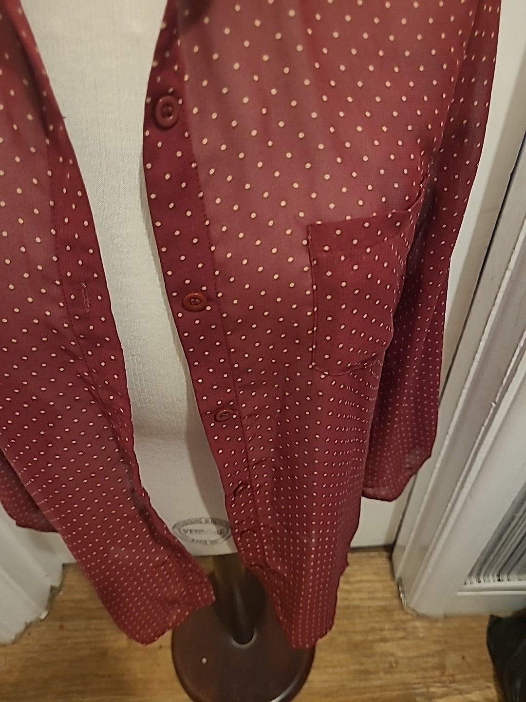 Ladies Cameo Rose Size 12 Purple White Polkadot Style Long Sleeved Blouse