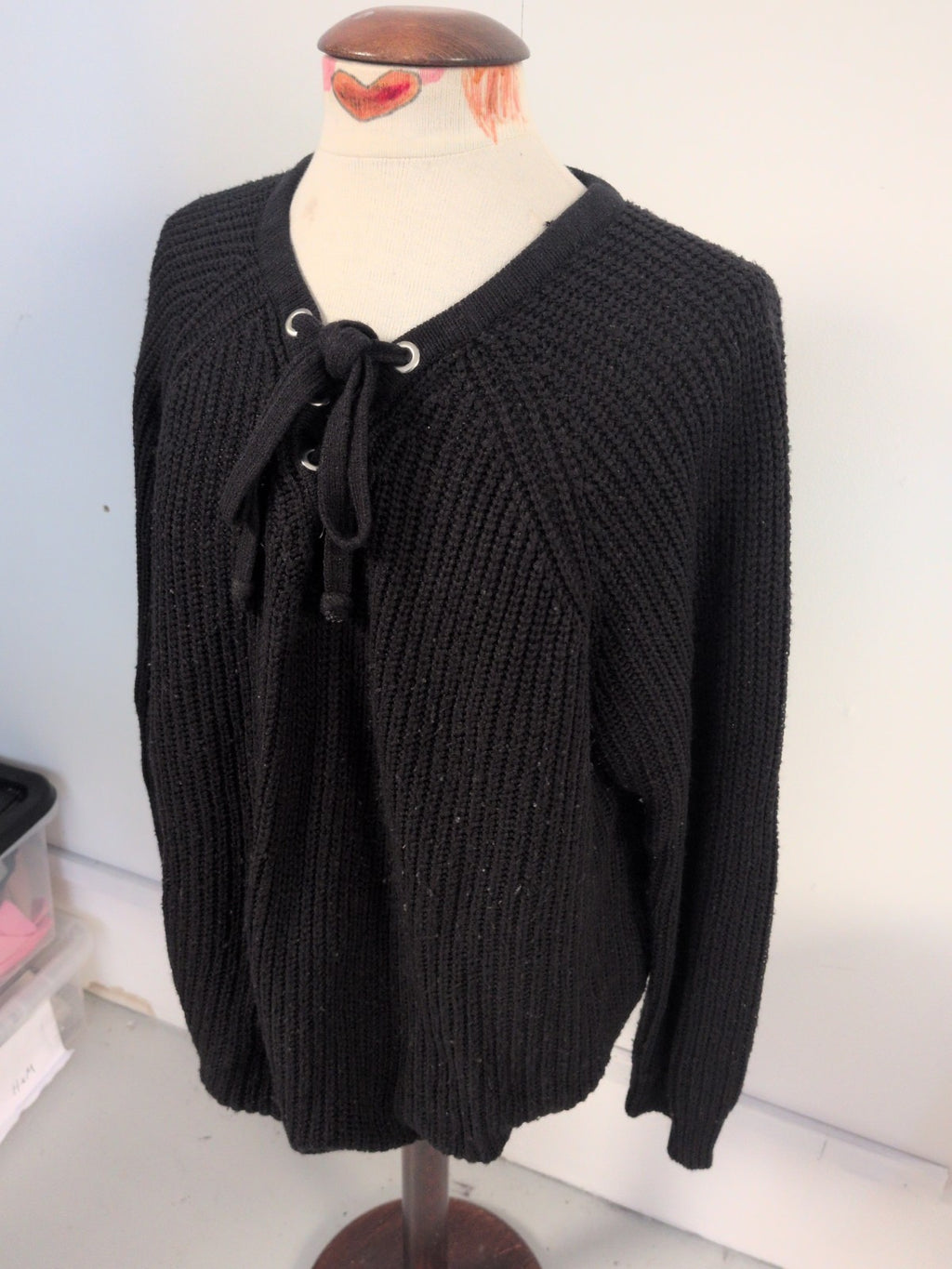 Yours 22-24 Black Knit Pullover Long Sleeve Jumper