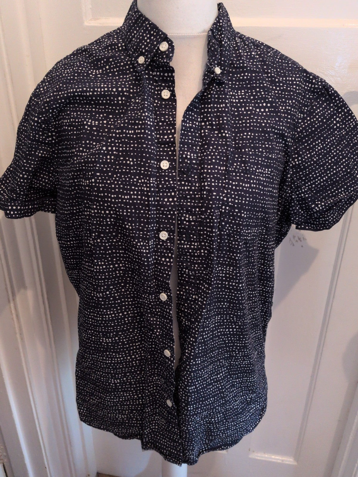 F&F Large Cotton Navy Spot Short Sleeve Shirt