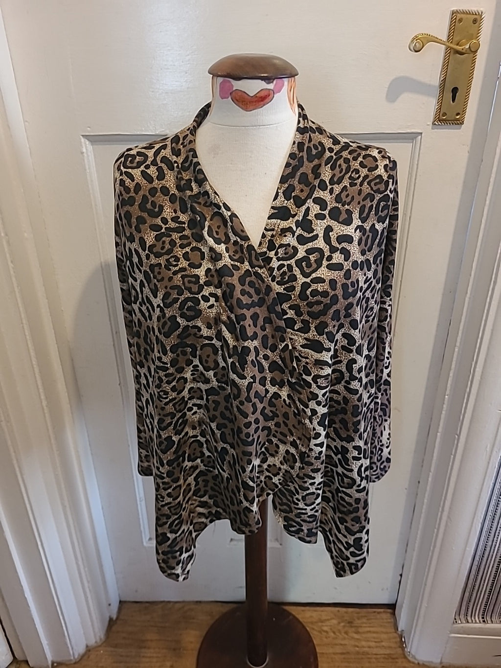 Ladies Voyelles Size Small Leopard Print Long Sleeved Cardigan