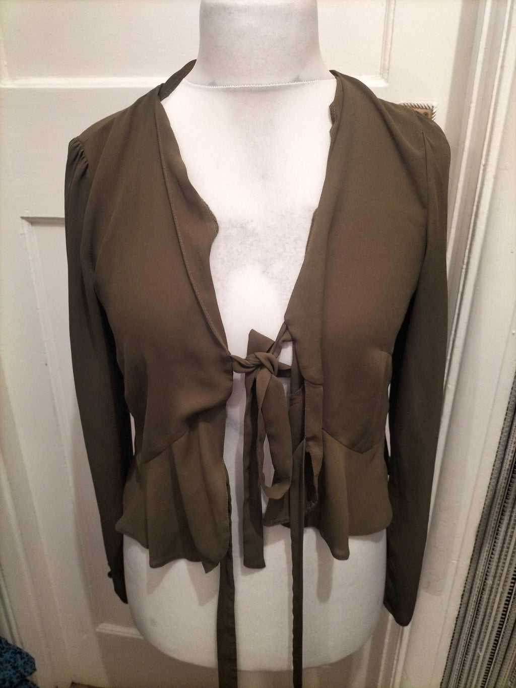ASOS 12 Khaki Green Open Blouse