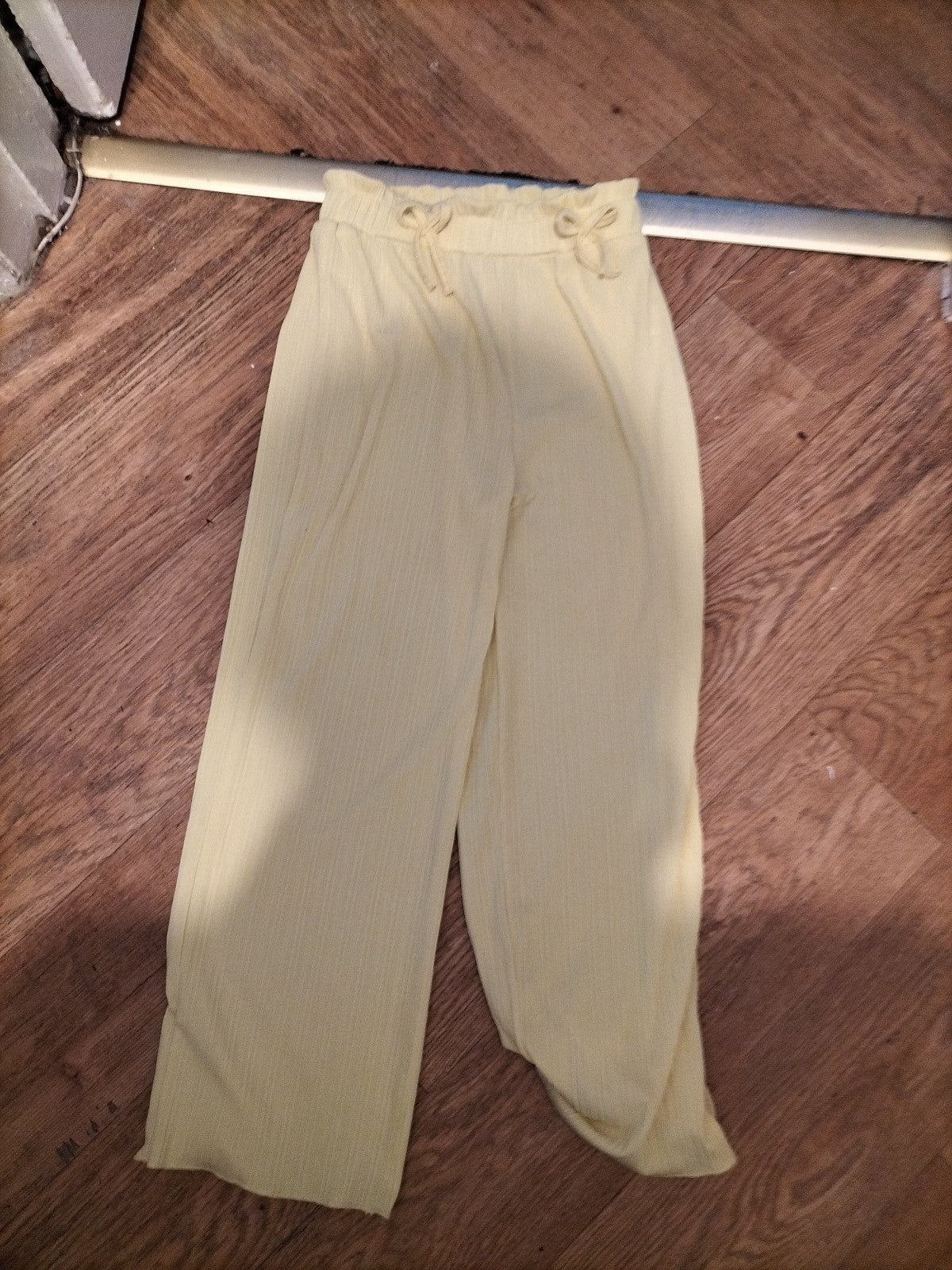 Girls 6-7 Years Lemon Colour Ribbed Trousers