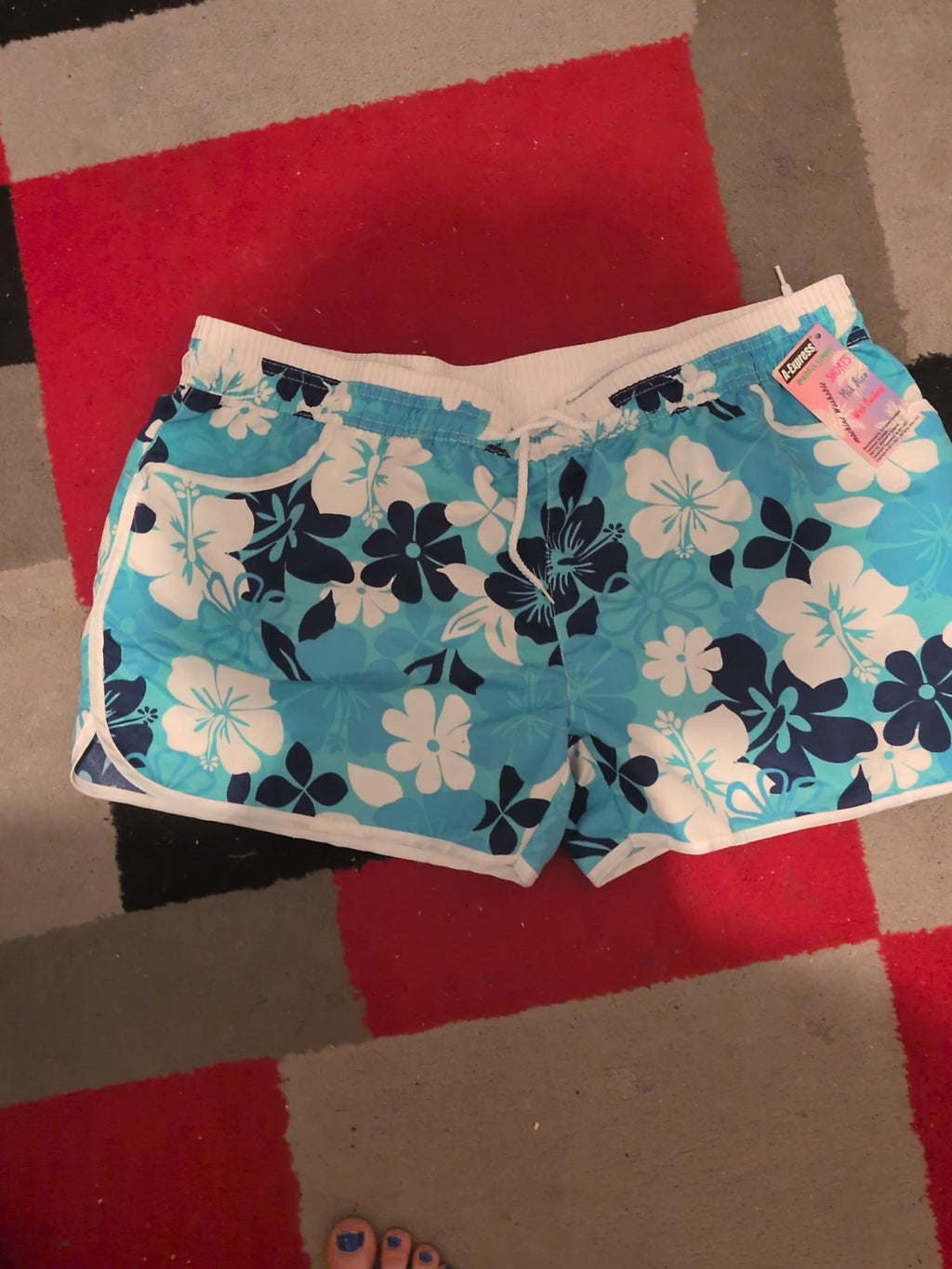 Brand New Large Blue Floral Elasticated Shorts