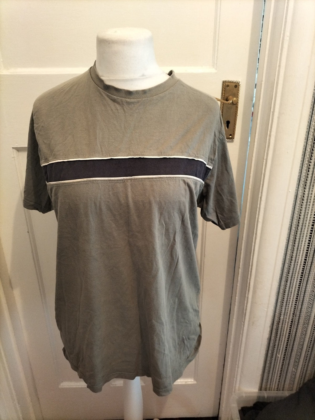 Mens James Pringle Size Medium Cotton Green And Navy Short Sleeve T-shirt
