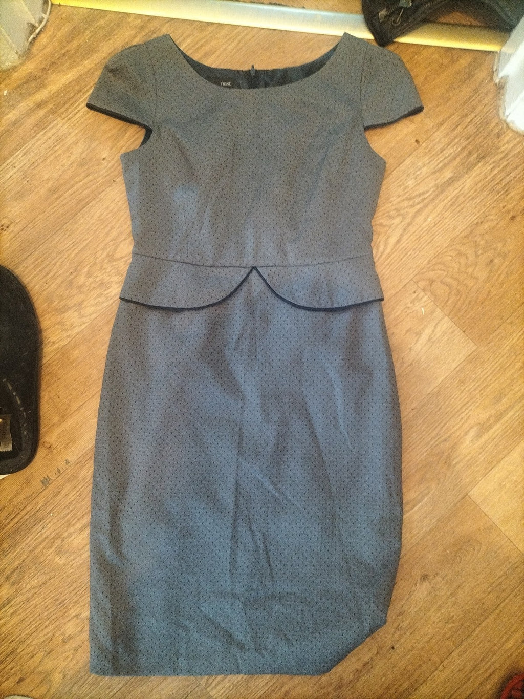 Ladies Next Size 10 Grey And Navy Dot Lined Sleeveless Dress