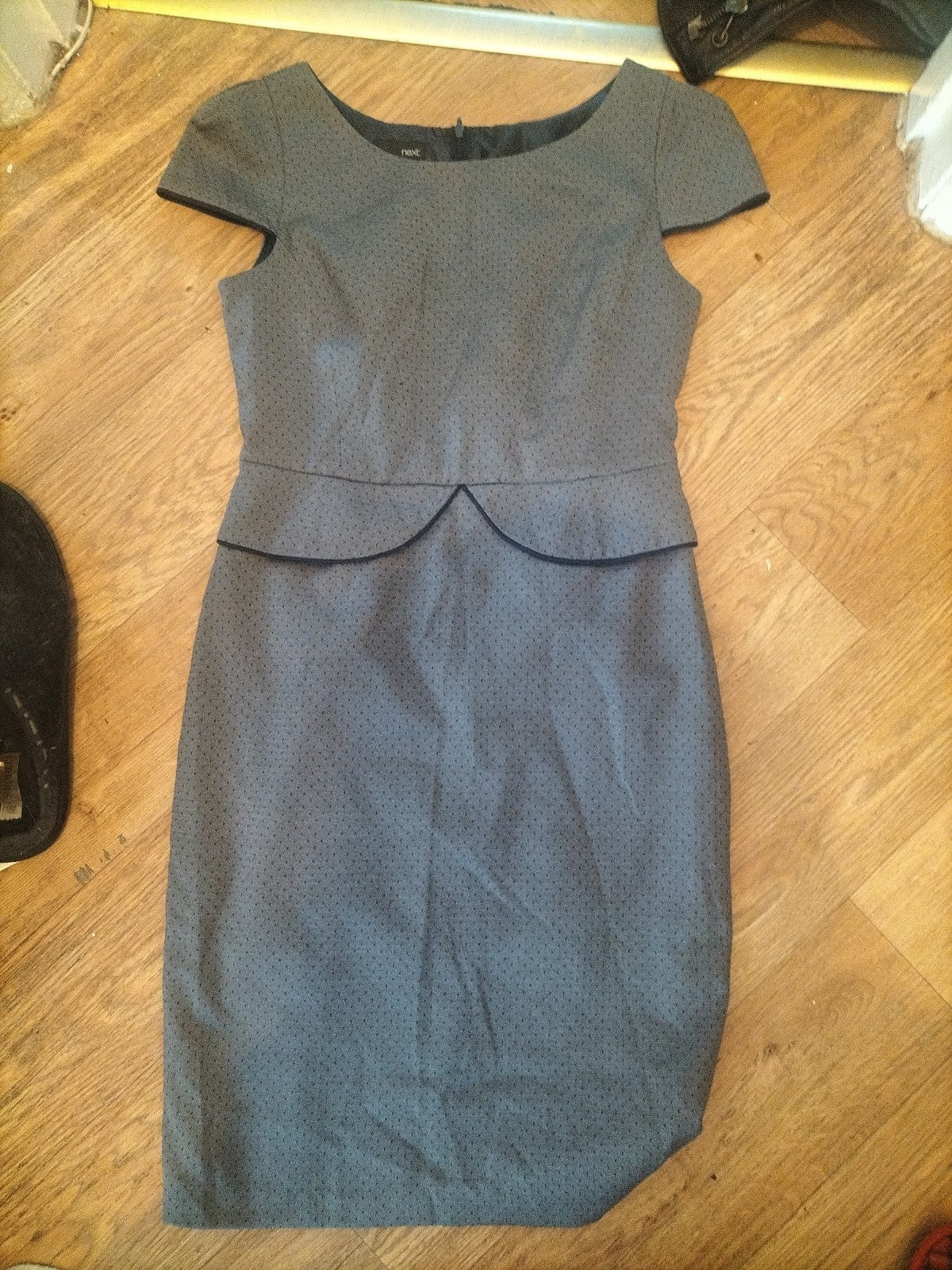 Ladies Next Size 10 Grey And Navy Dot Lined Sleeveless Dress