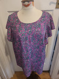Ladies Shein Size 3XL Purple And Green Short Sleeved Floral Tshirt