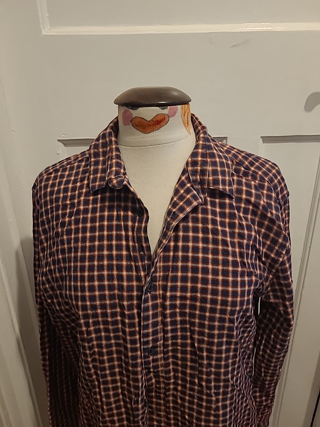 Mens Only & Sons Size Large Slim Fit Navy Purple Check Shirt