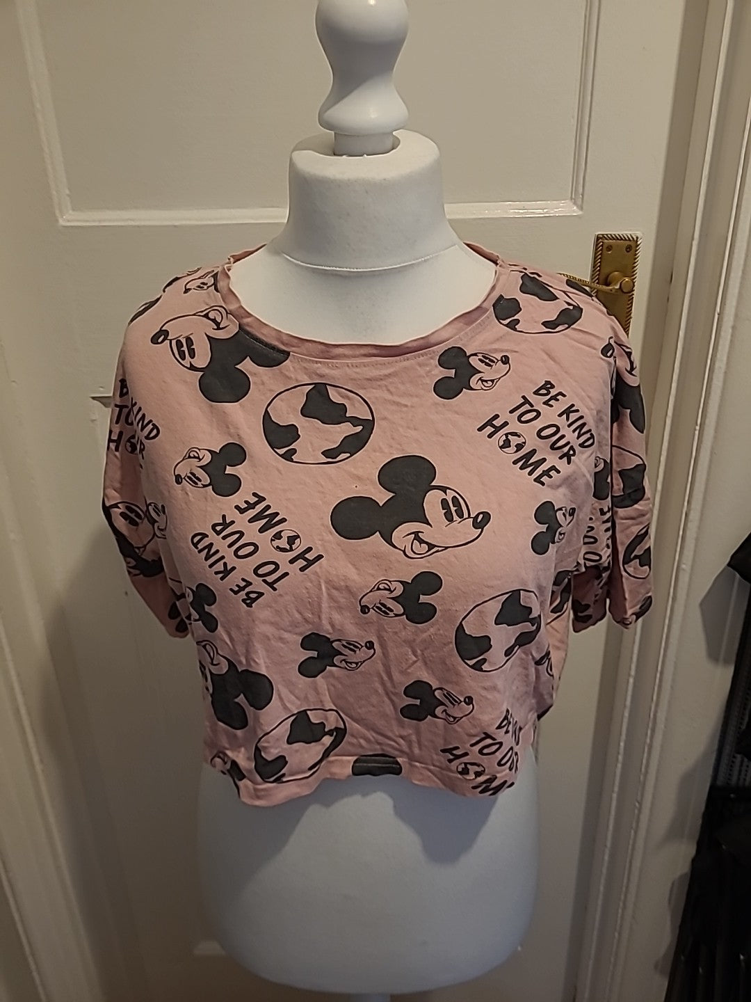 Ladies Disney Size 6-8 Pink Micky Mouse Print Tshirt