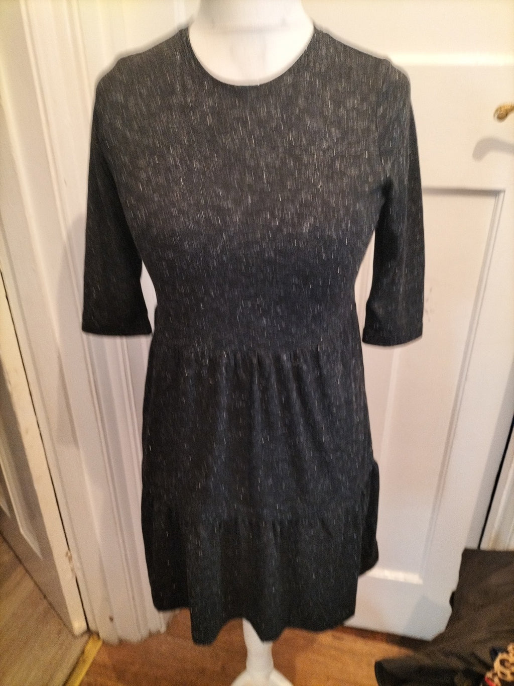 Ladies Beloved Size 8 Black And Silver Long Sleeved Dress