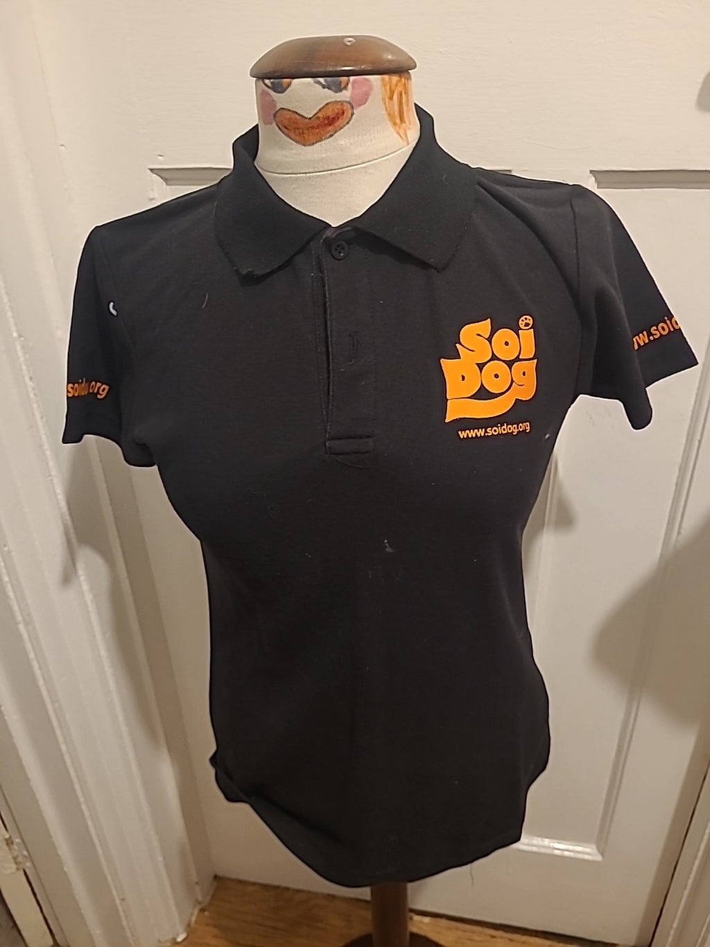 Ladies Soidog Size Large Black And Orange Short Sleeved Polo