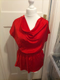 Ladies Quiz Size 10 Red Satin Short Sleeved Top