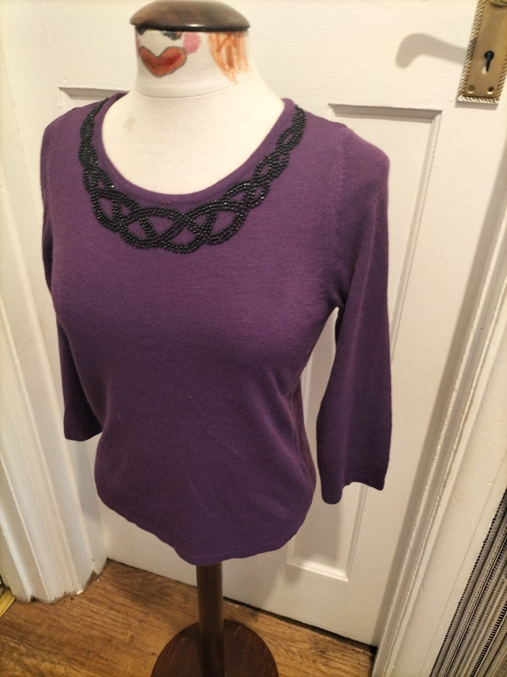 Ladies Marks And Spencer Size 8 Purple Long Sleeved Lightweight Pullover Jumper