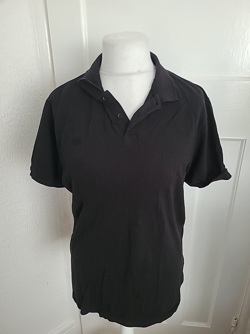 Mens Primark Size L Black Short Sleeved Plain Polo
