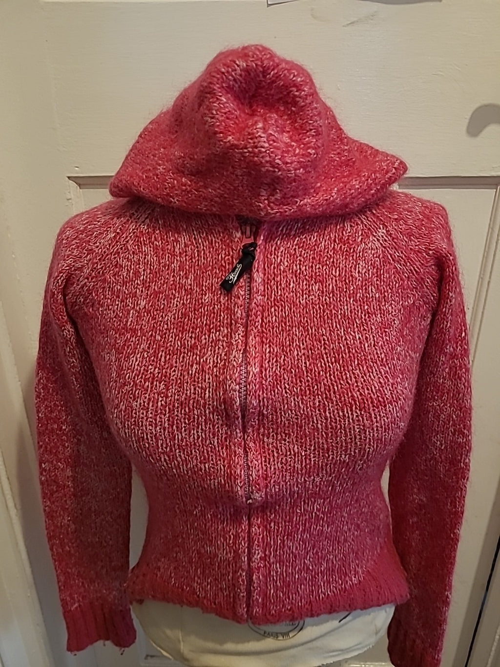 Ladies Hood Size 10 Pink Fleck Zip Through Jacket