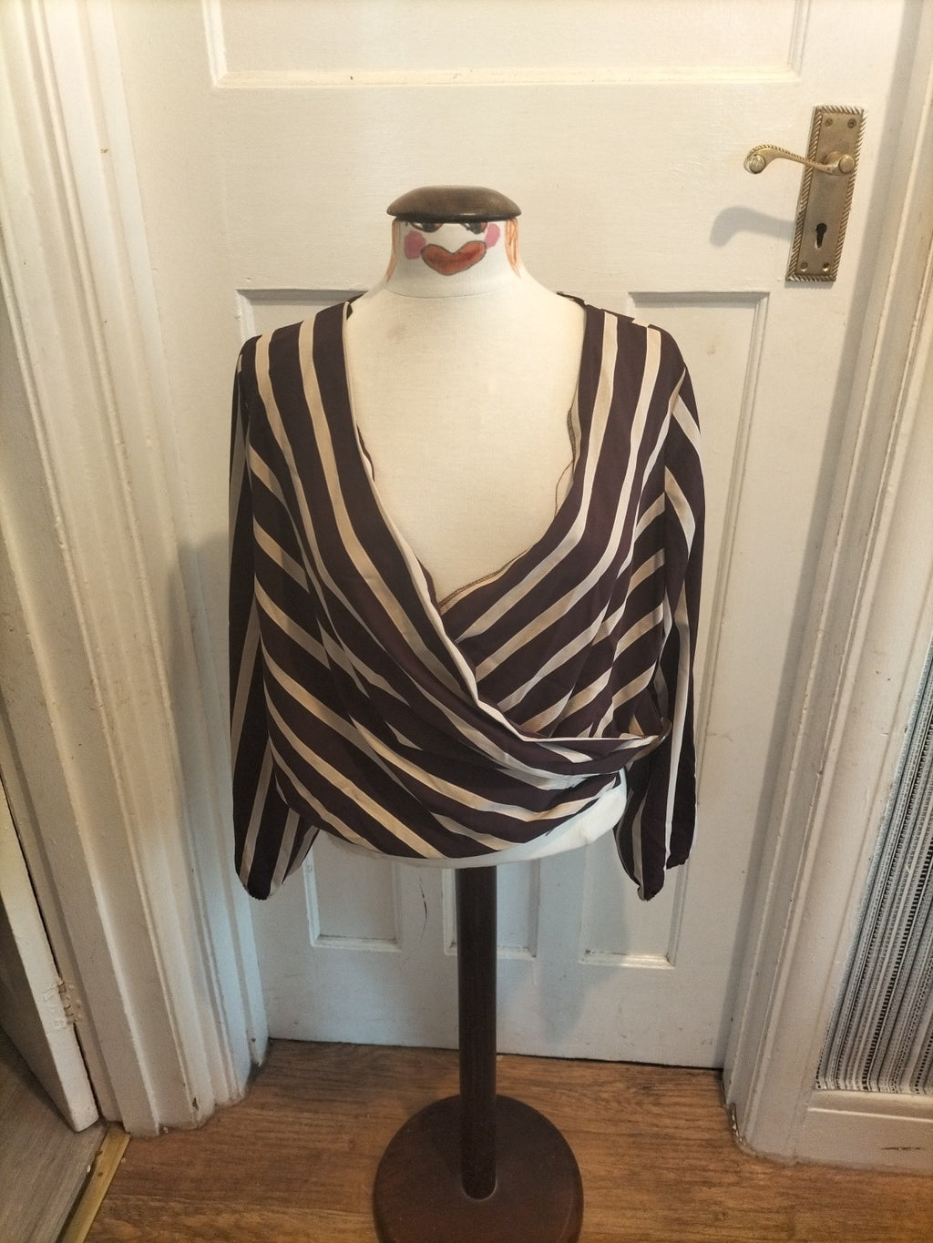 Ladies Primark Top Size 12 Purple/cream