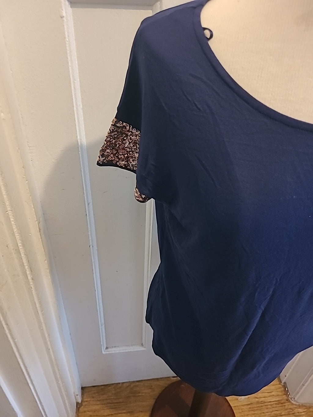 Ladies Marks And Spencer Size 8 Navy Short Sleeved Blouse