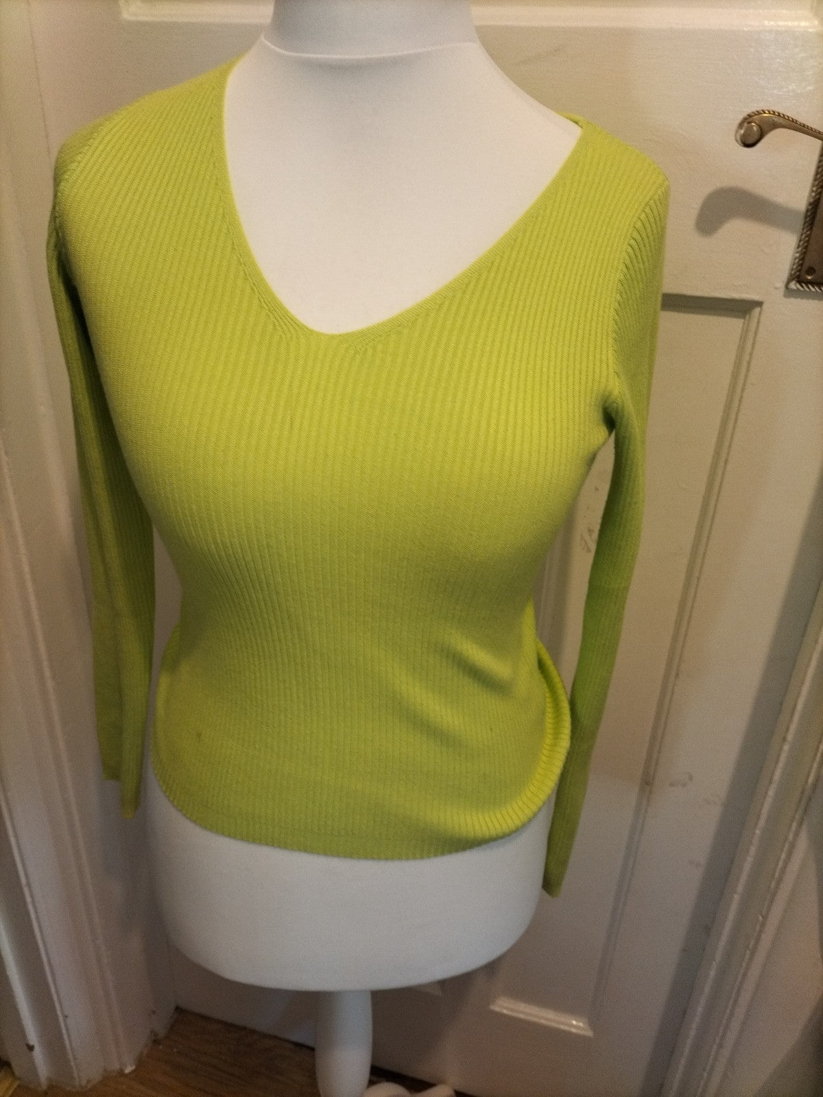 Ladies Primark Size 6-8 Neon Lime Ribbed Top