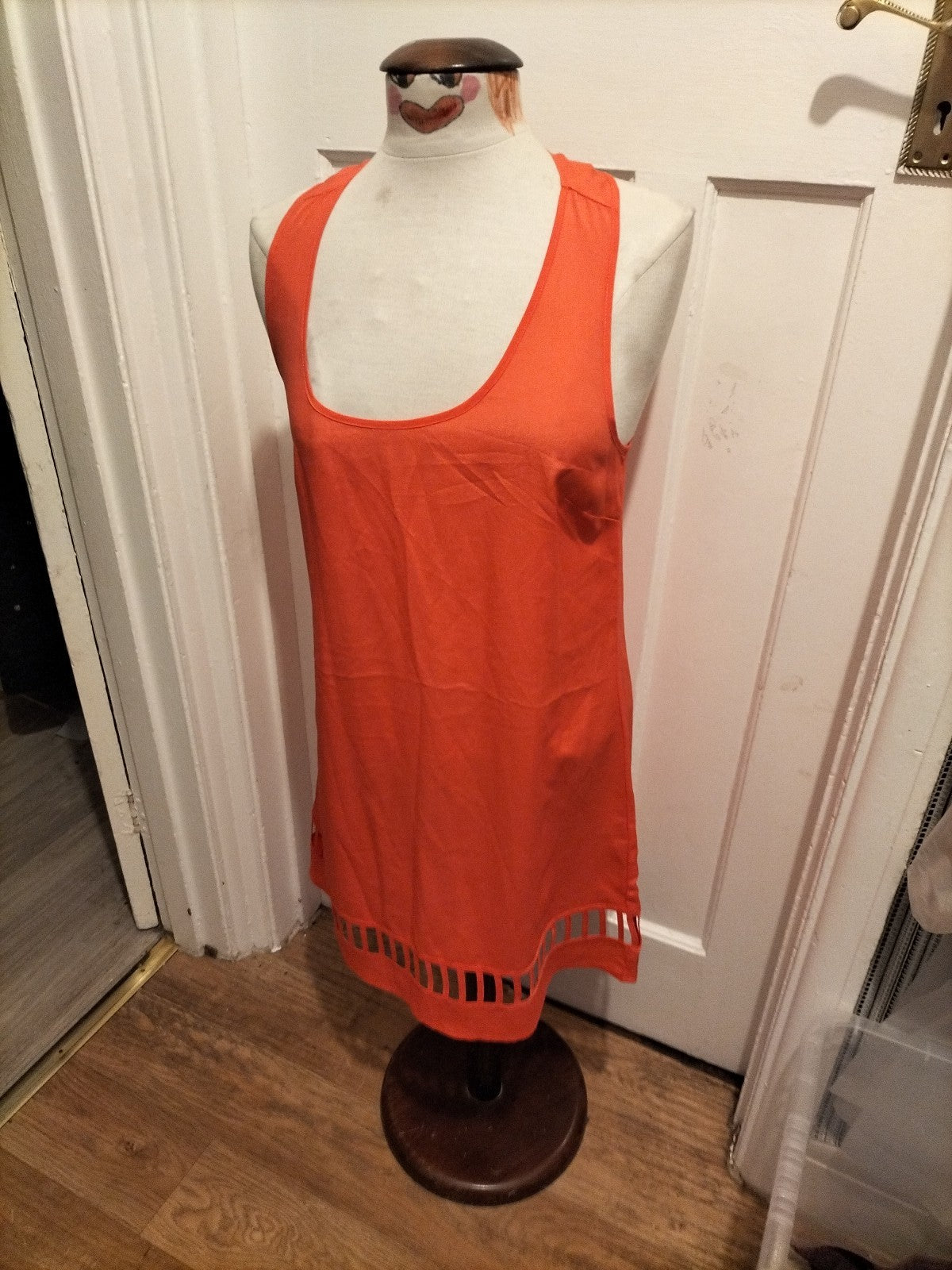 Ladies Asos Size 12 Bright Peach Sleeveless A Line Dress